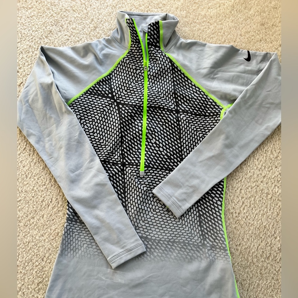 Nike grey neon green athletic pullover